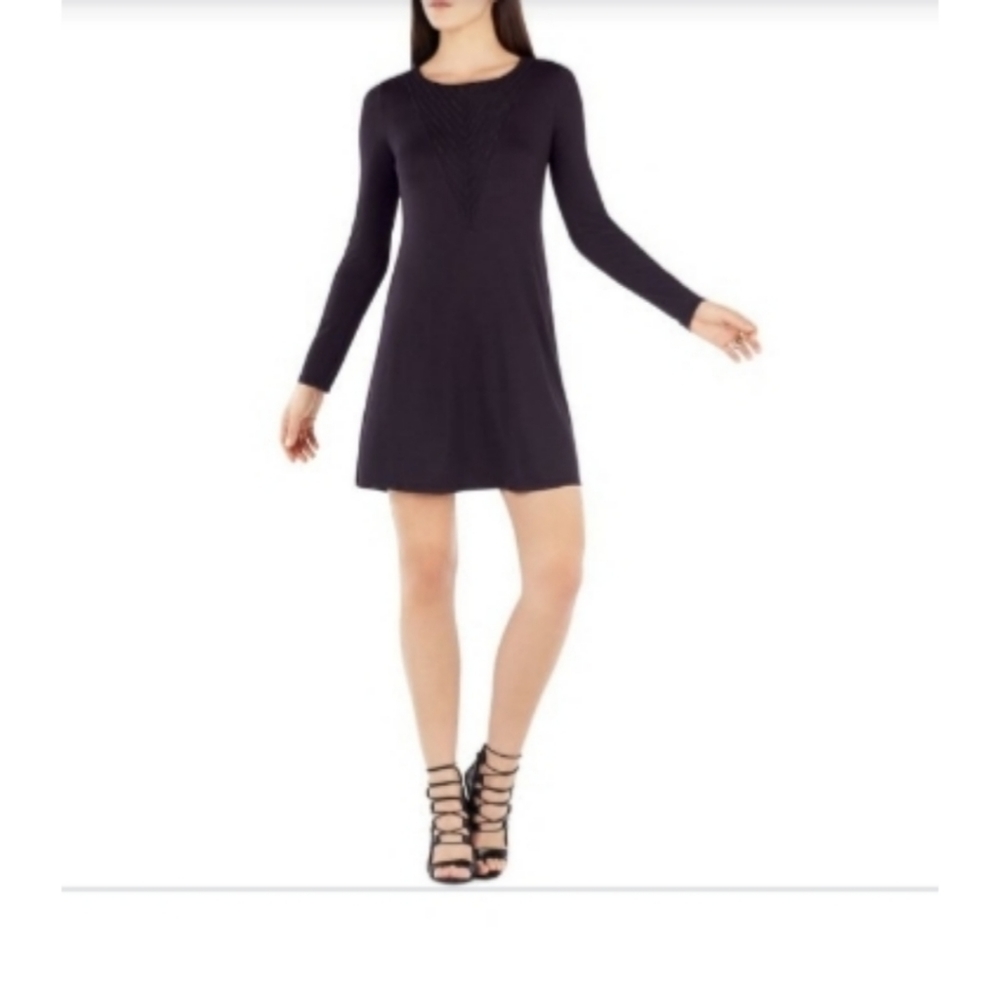BCBGMaxazria "Farlow" Tulle-Inset Dress - Black - Picture 2 of 10